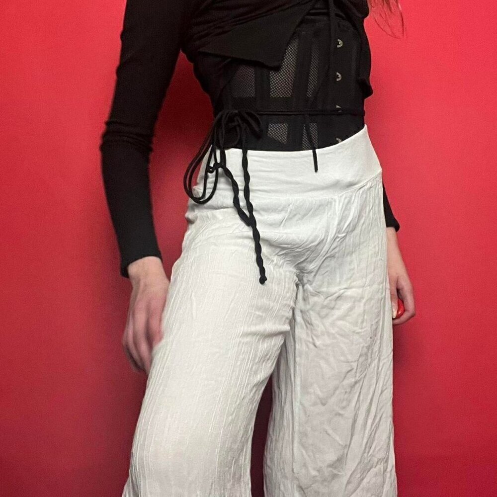 Xanab by Tamara zovich/ Sheer white pants with slits 🤎🤍​​​​​​​​​